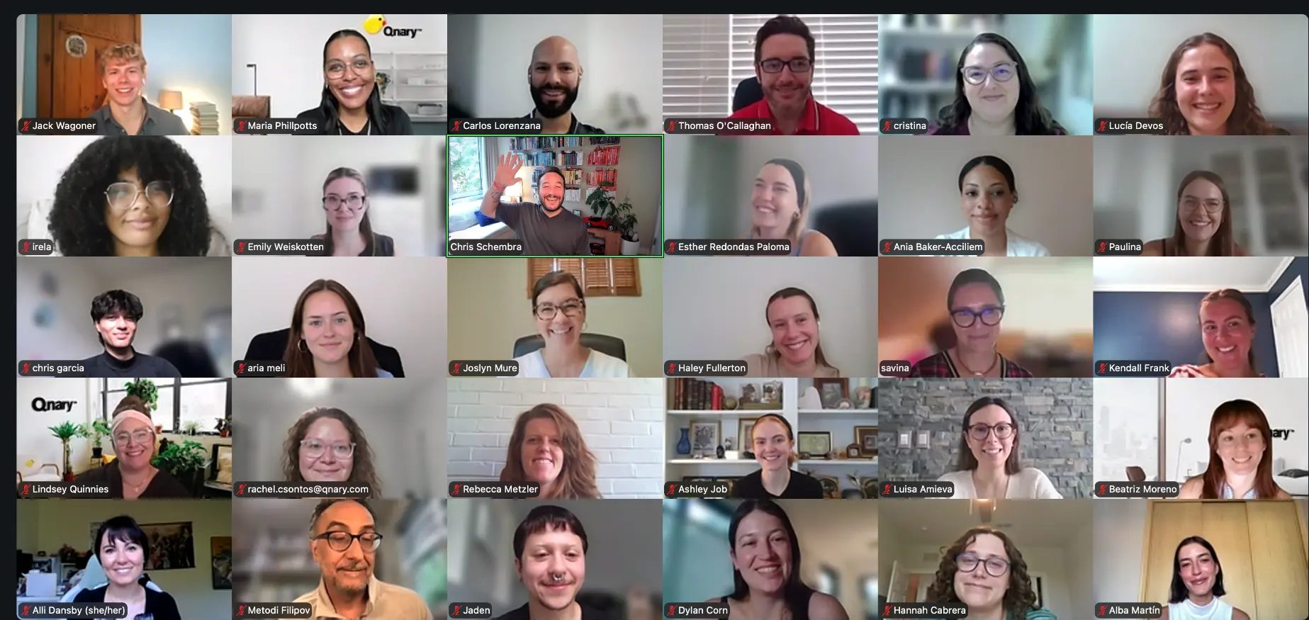 Guests joining a Virtual Gratitude Experience from their own cameras